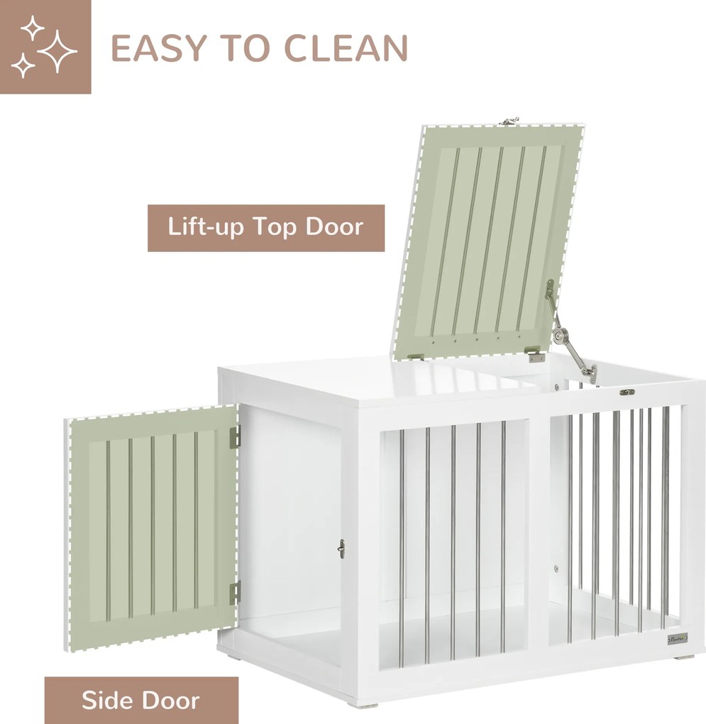 PawHut Klatka dla psa 2 drzwi Zamykana na klucz Kratka stalowa Biało Srebrna 80x50x565cm | Aosom PL