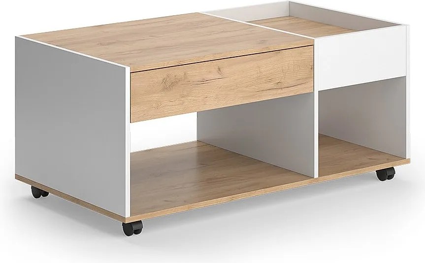 Stolik kawowy gold power dąb/biały 110x60x49.5 maik