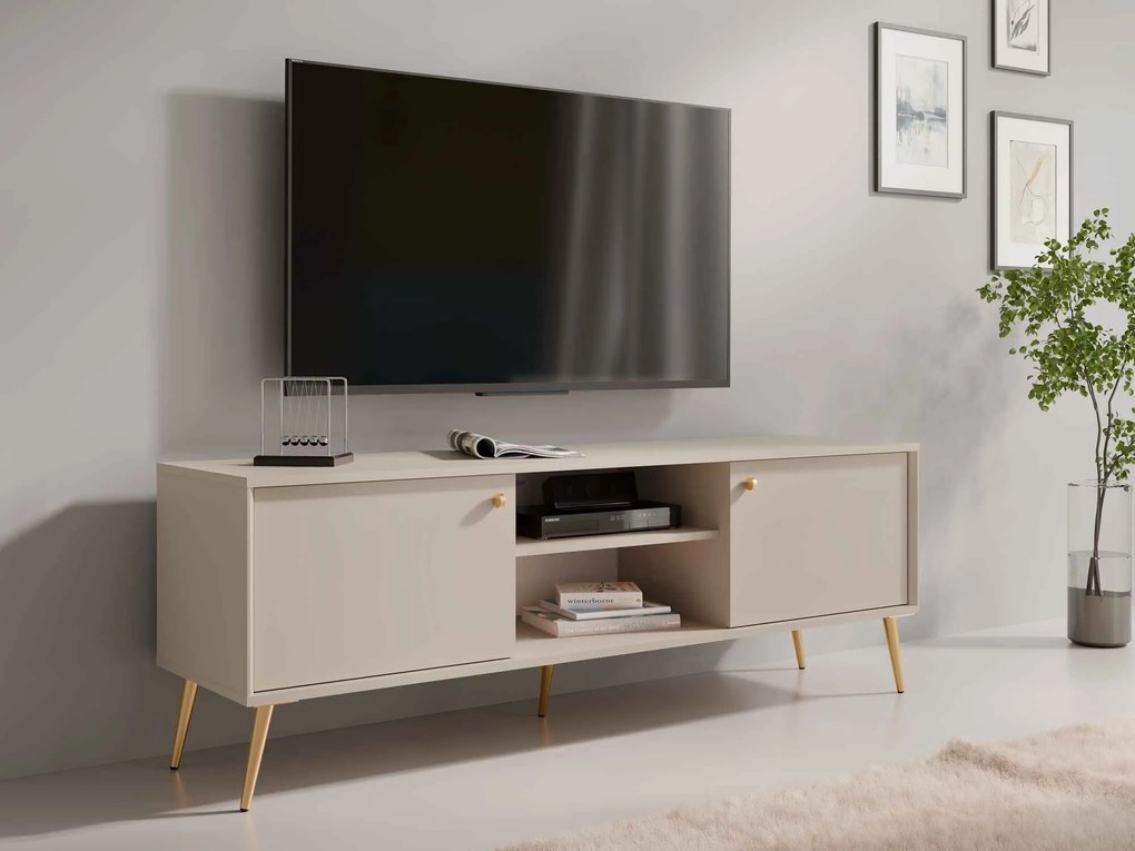 Szafka RTV stojąca SFERA 156,2 cm do Salonu pod Telewizor - Odcienie beżu