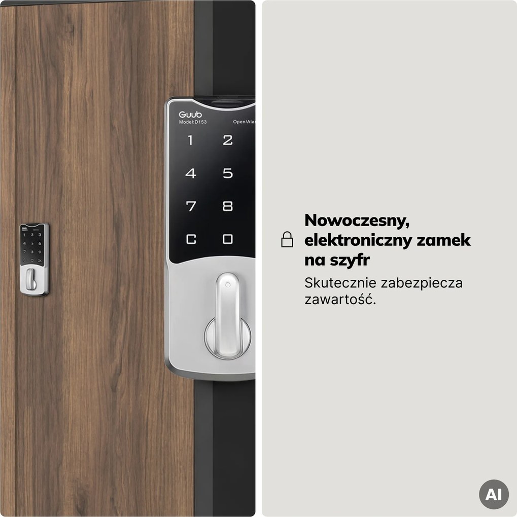 Szafa biurowa metalowa z zamkiem na szyfr antracytowa/orzech, 900x1850x400 mm: DANIEL Eco Design