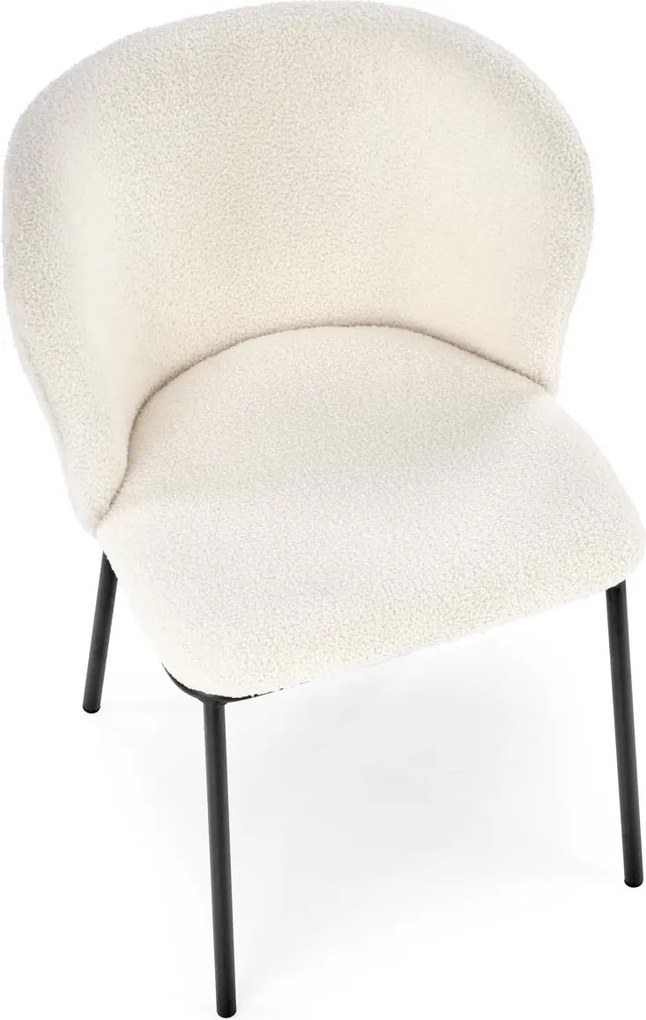 Kremowe krzesło do jadalni K518 z tkaniny bouclé