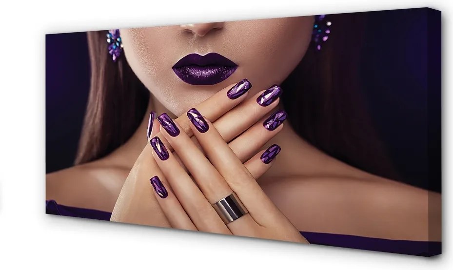 Zdjęcie na płótnie Kobieta z Fioletowymi Ustami