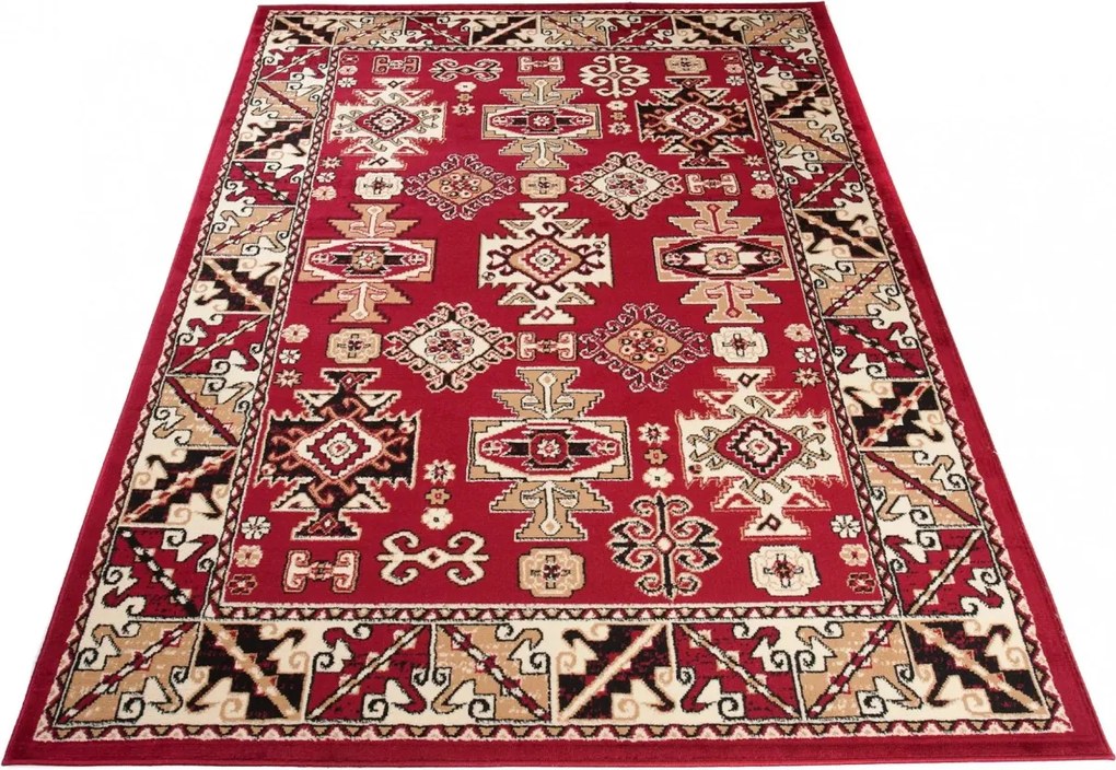 Bordowy dywan rustykalny P3-T98