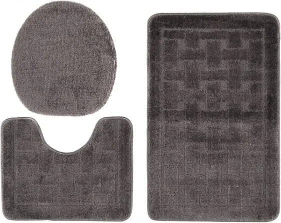 Szary stylowy komplet dywaników do łazienki w kratę C1-K54