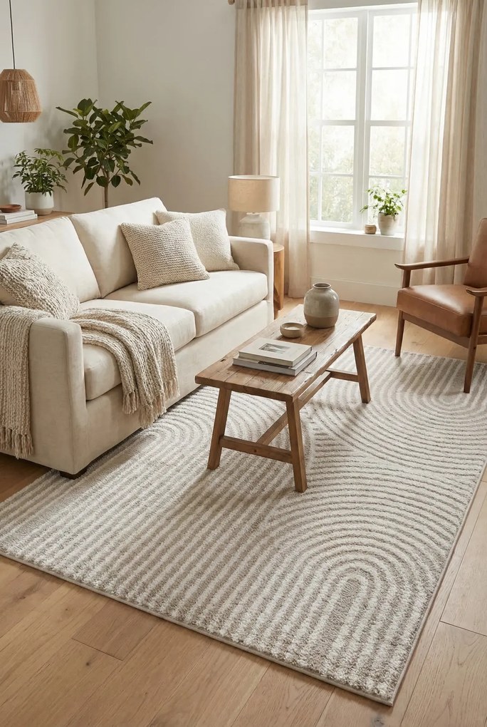 Kremowy Dywan Nowoczesny W Elegancki Wzór Z6-C01