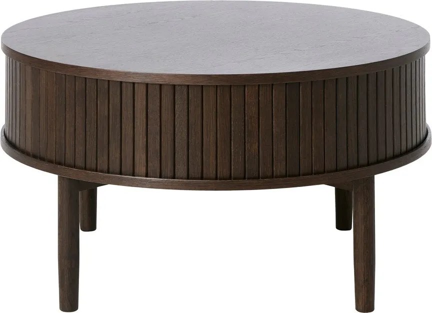 Okrągły stolik w dekorze dębu w ciemnym naturalnym kolorze ø 85 cm Meta – Unique Furniture