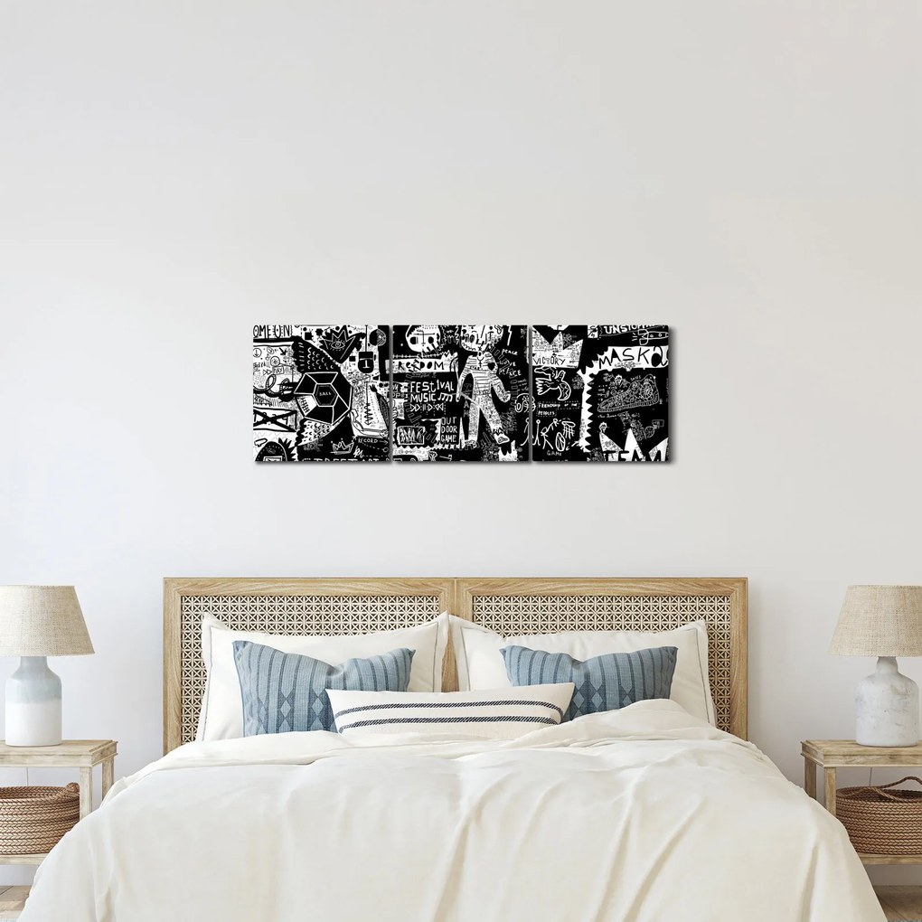 Obraz - Graffiti (z zegarem) (90x30 cm)