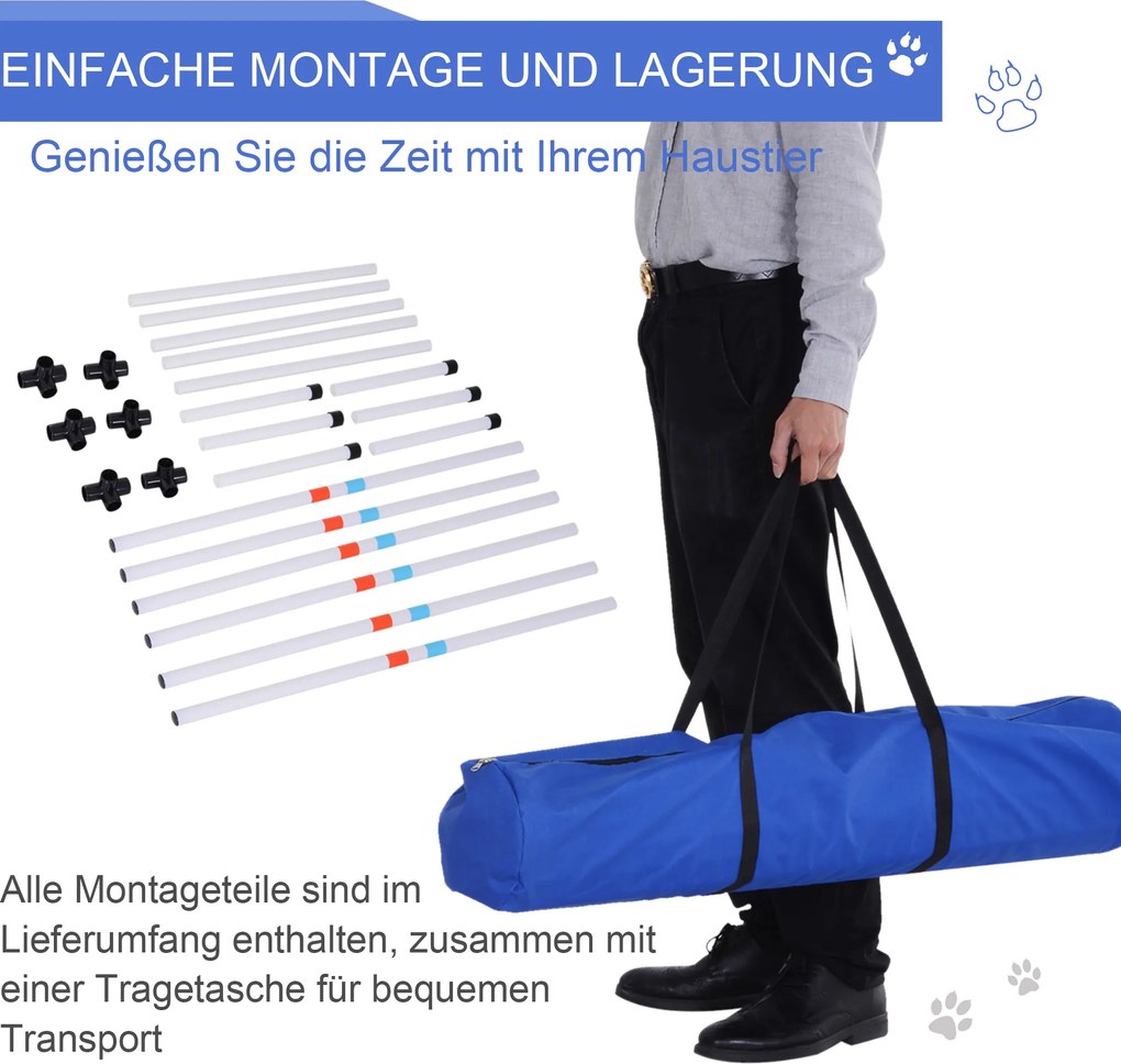 PawHut Zestaw do Ćwiczeń dla Psów 3-częściowy z Torbą do Przenoszenia Trening Agility Plastik Biały Żółty | Aosom PL