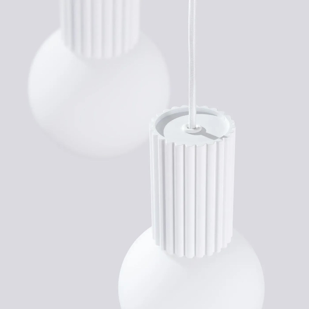 Lampa wisząca HALO 3P biała ryflowana SOLLUX LIGHTING