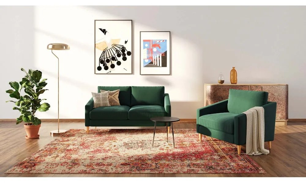 Ciemnozielona aksamitna sofa 170 cm Karoto – Ame Yens