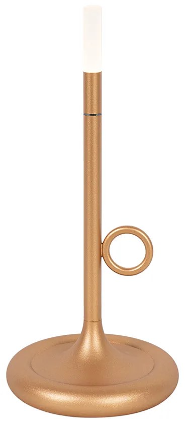 Lampa stołowa zewnętrzna złota w komplecie z diodą LED i ściemniaczem dotykowym, ładowana akumulatorowo - Sjarel