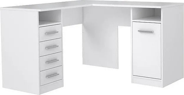 Biurko narożne TOLEDE z 1 drzwiczką i 4 szufladami - Biały - L 125 x P 125 x W 75 cm