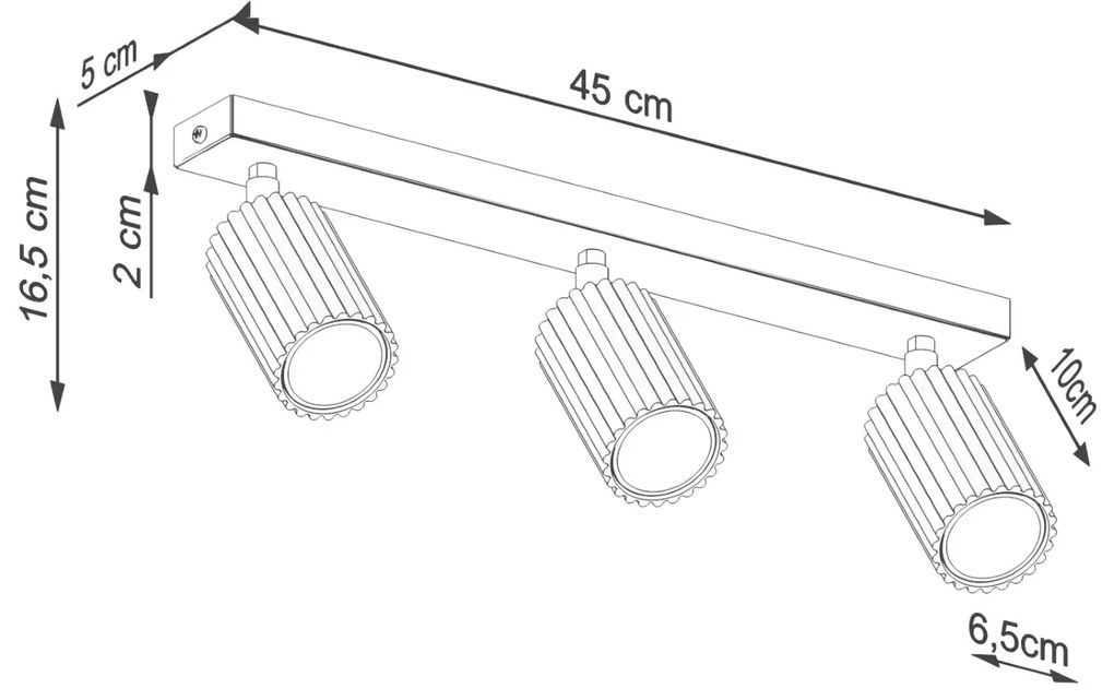 Listwa oświetleniowa 3-punktowa KARBON 3L biała ryflowana SOLLUX  LIGHTING