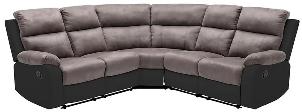 Kanapa narożna z funkcją relax szaro-czarna z mikrofibry i ekoskóry TOLZANO