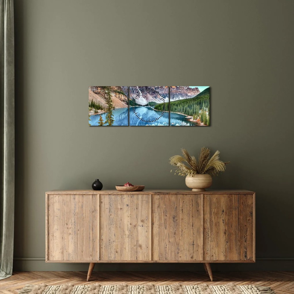 Obraz - Jezioro Morenowe (z zegarem) (90x30 cm)