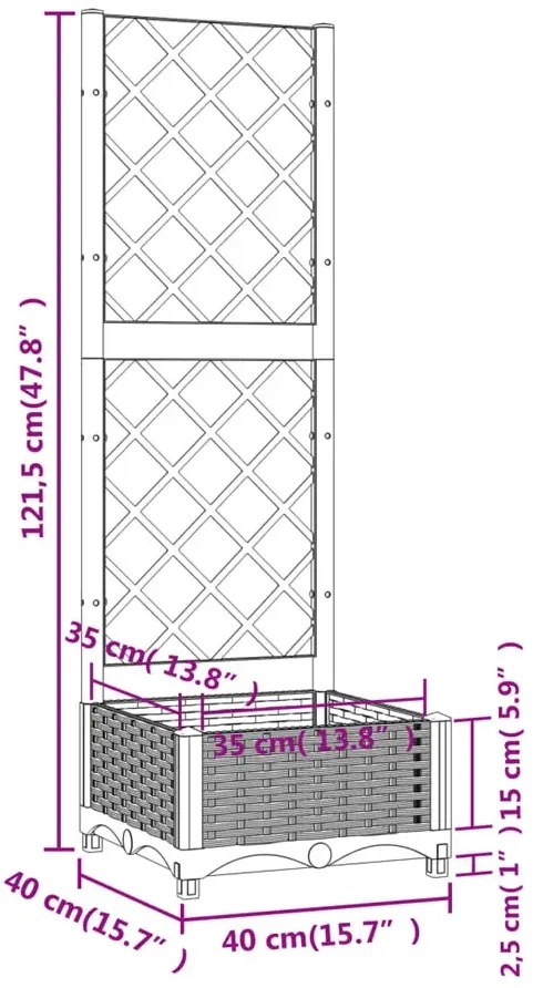 Szara kwadratowa donica ogrodowa z pergolą N6-Z62