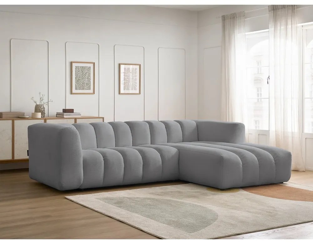 Jasnoszary narożnik (prawostronny/z szezlongiem) Talia – Bobochic Paris