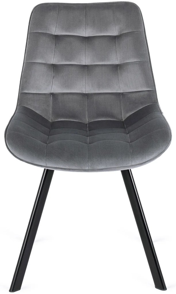 Zestaw Stół Prostokątny Rozkładany CLARK 120-160 cm Czarny/Biały Połysk i 4 Krzesła Tapicerowane do Salonu RICK Szare Welurowe