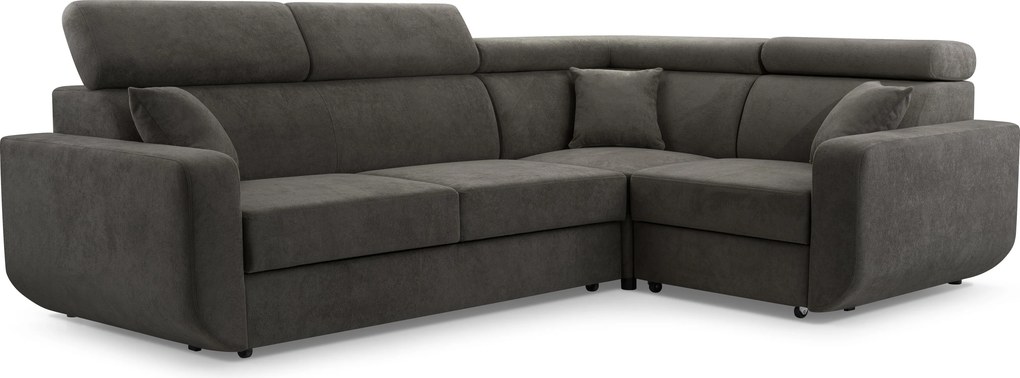 Masseno Narożnik RENO z funkcją spania i pojemnikiem na pościel Narozniki L, Rozkładana sofa - Szary, VELO 636