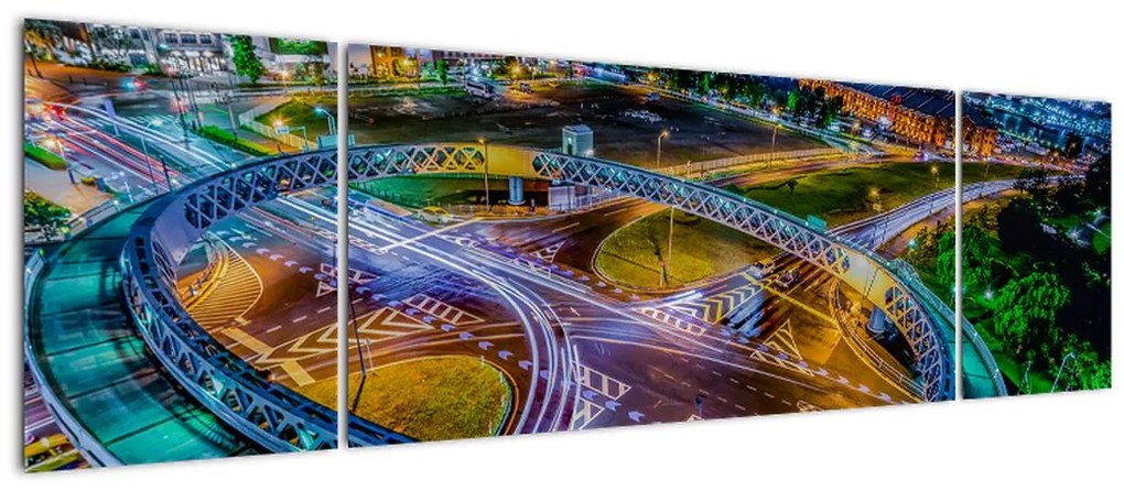 Obraz - nocna panorama miasta (170x50 cm)