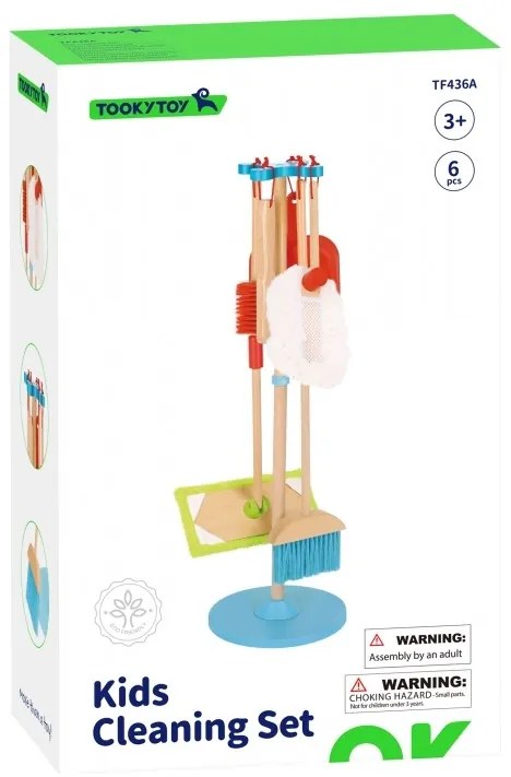Tooky toy drewniany zestaw do sprzątania dla dzieci 6 el.