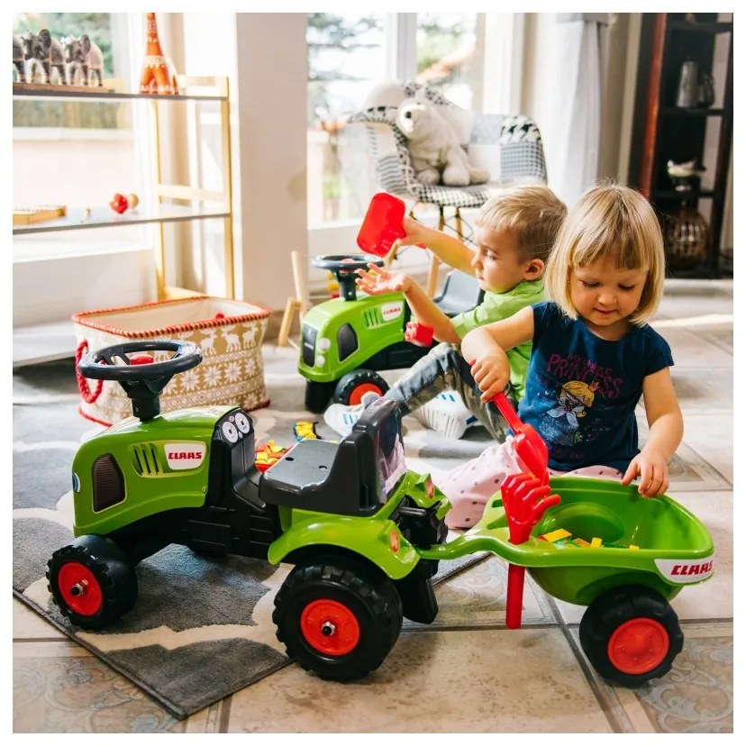 Falk traktorek baby claas zielony z przyczepką + akc. od 1 roku
