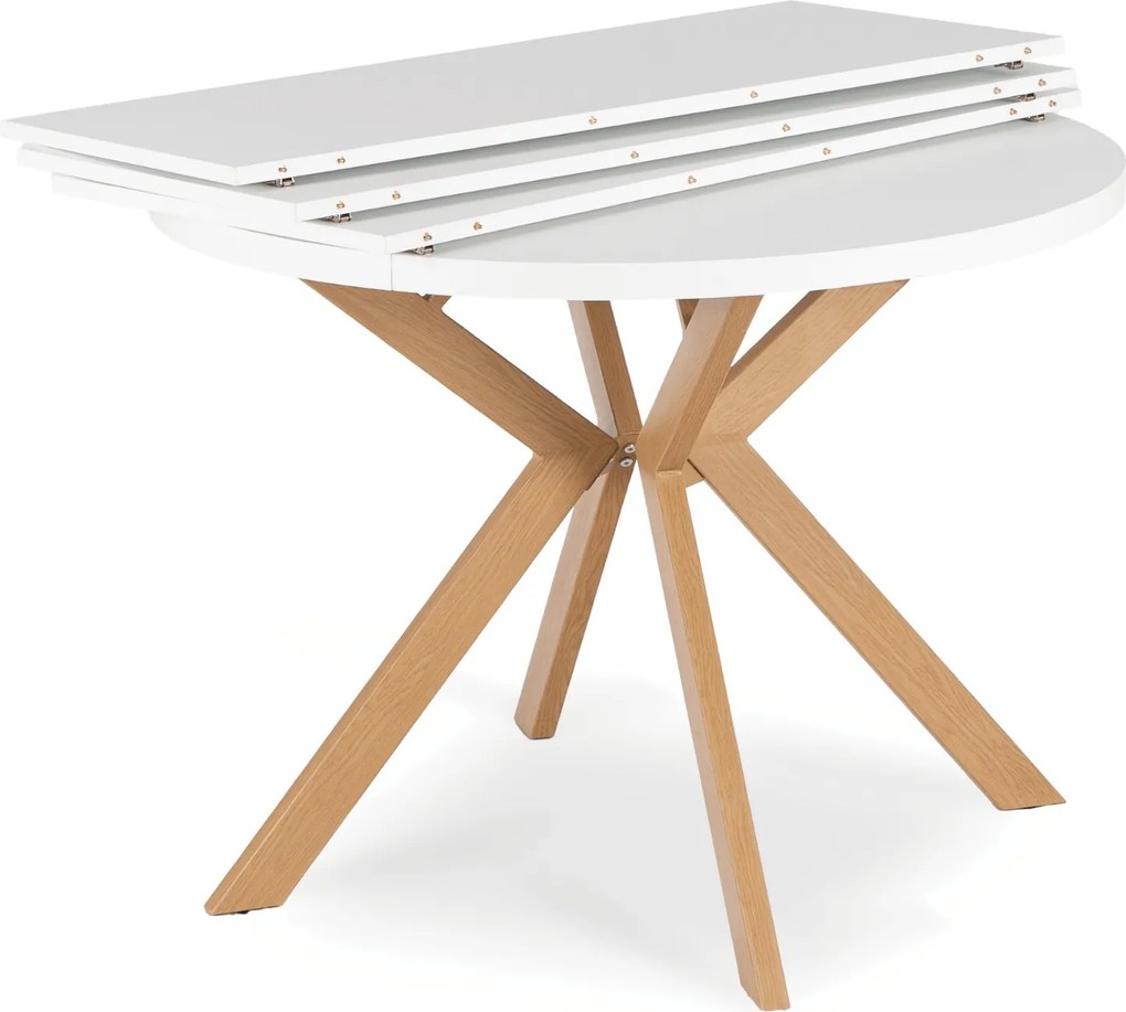 Skandynawski stół rozkładany Lukas 100-250 cm, biały/dąb