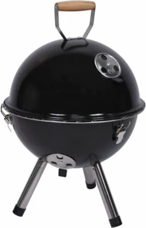 Czarny mini grill BBQ retro, przenośny, 30 cm, stalowy