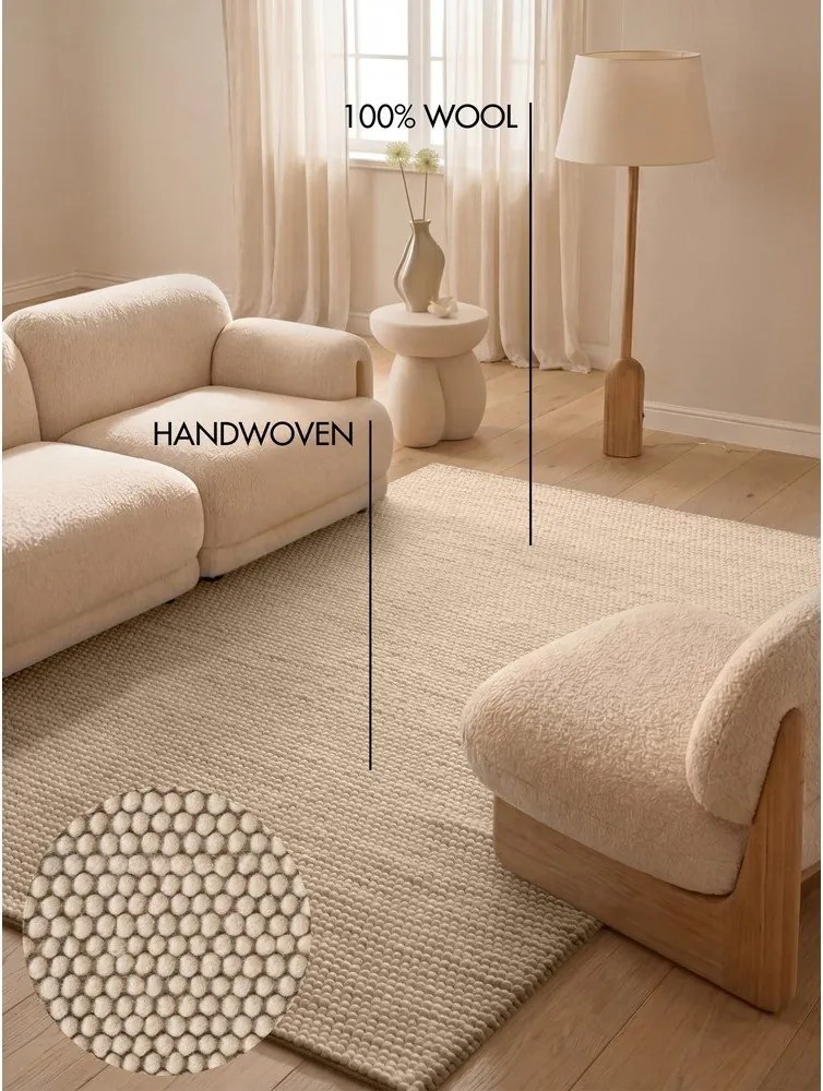 Beżowy wełniany dywan tkany ręcznie 120x170 cm Richmond Diana – Ted Baker