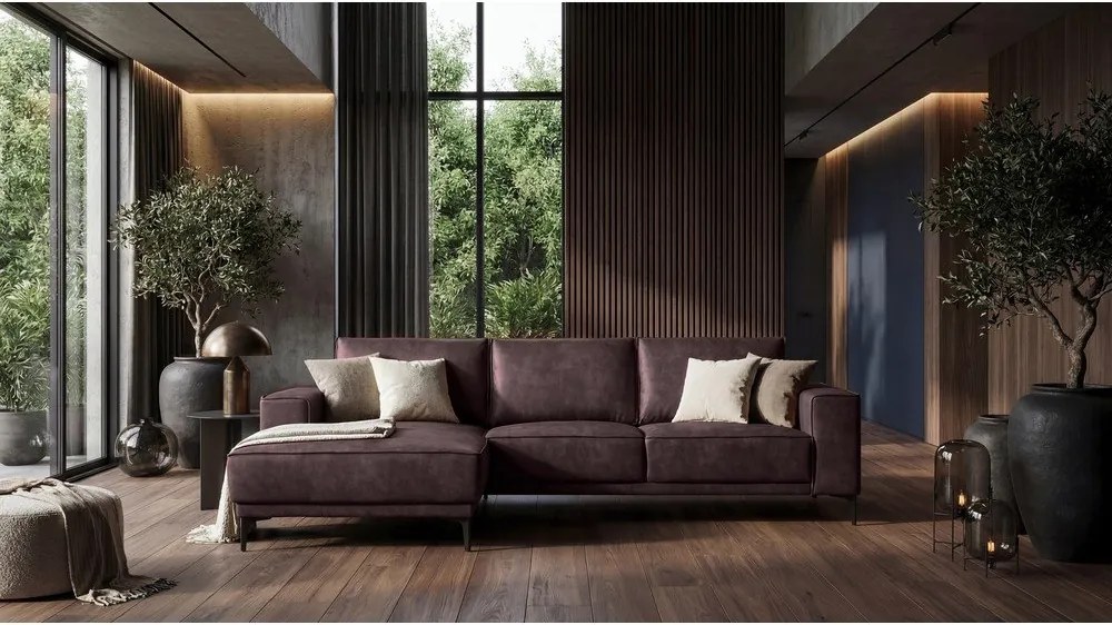 Ciemnobrązowy narożnik z imitacji skóry (lewostronny) Copenhagen – Scandic