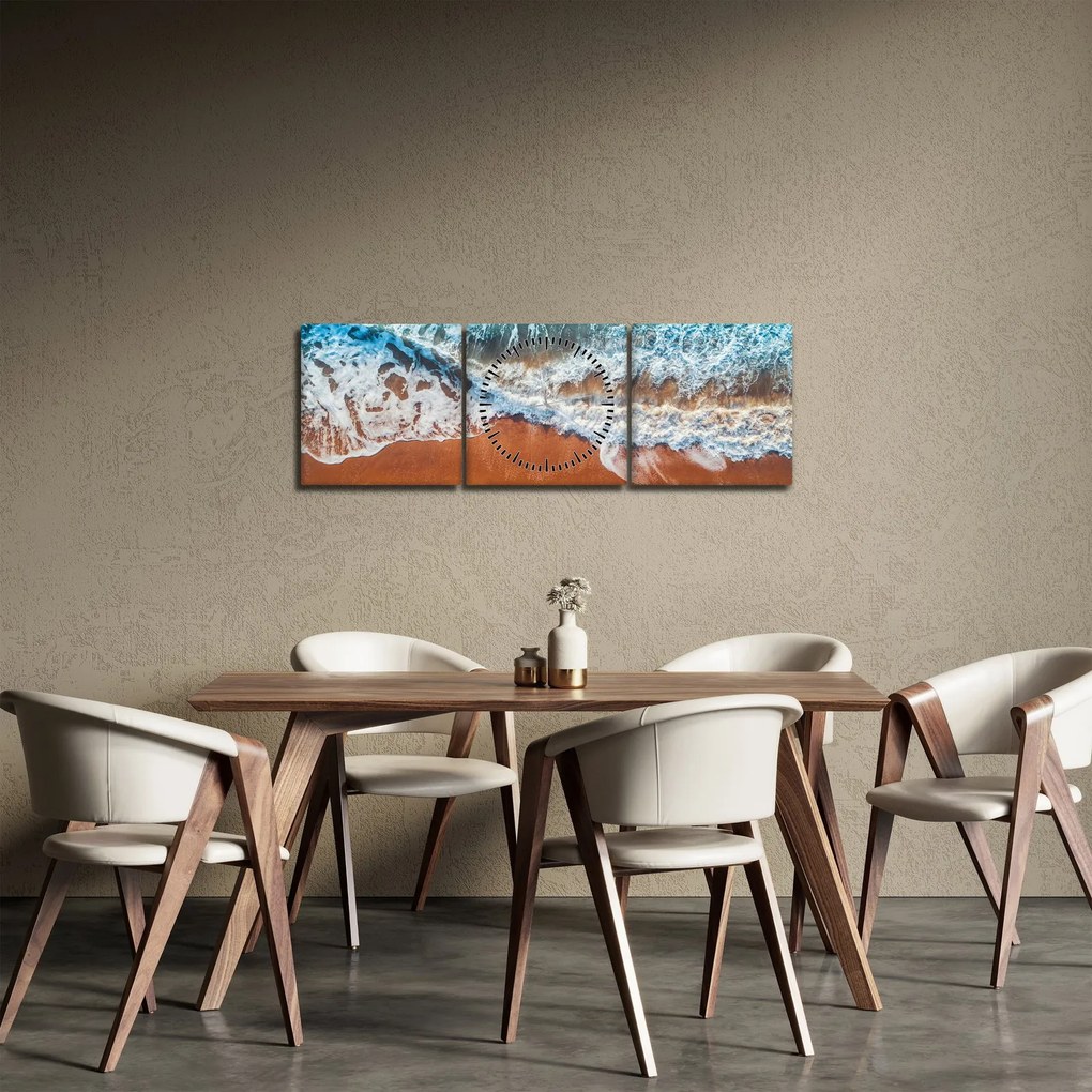 Obraz plaży morskiej (z zegarem) (90x30 cm)