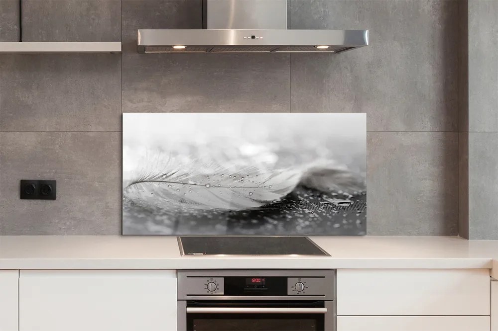 Szklany Panel Delikatne Krople na Piórku