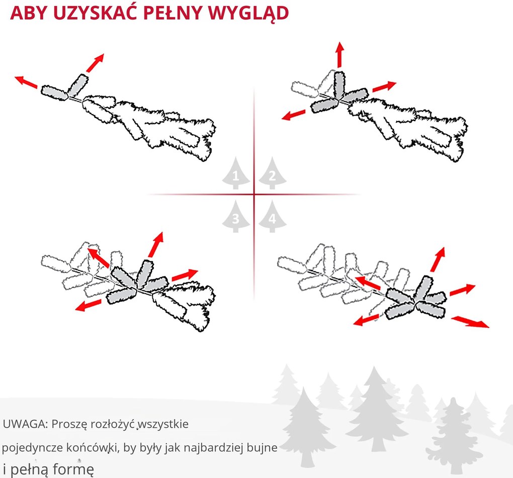 HOMCOM Sztuczna Choinka, 210 cm, z Ośnieżonymi Gałęziami PVC, Składana, z Metalową Podstawą, Zielony/Biały | Aosom PL