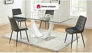 Zestaw 2 pikowanych krzeseł - Welur i czarny metal - Szary - OLLUA