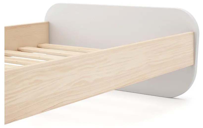 Białe łóżko dziecięce w dekorze sosny ze stelażem 90x190 cm Esteban – Marckeric