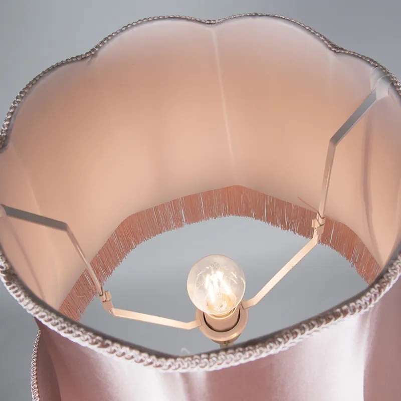 Staroświecka lampa podłogowa mosiężna z kloszem 45 cm w stylu babci - Kaso Retro Oswietlenie wewnetrzne