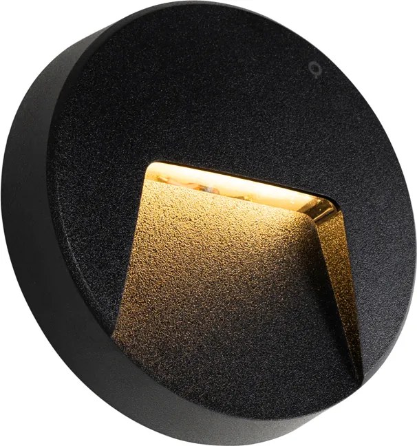 Zestaw 6 Okrągłych Czarnych Zewnętrznych Lamp Ściennych W Zestawie LED IP65 - Gem