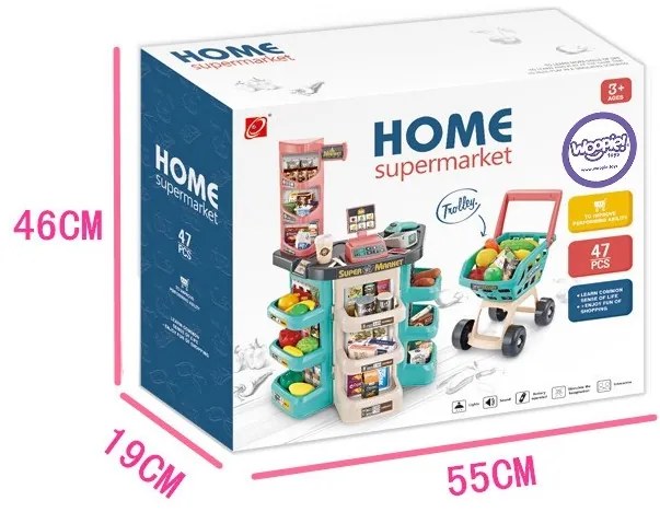 Woopie sklep supermarket i wózek koszyk sklepowy kasa waga skaner 47 akc