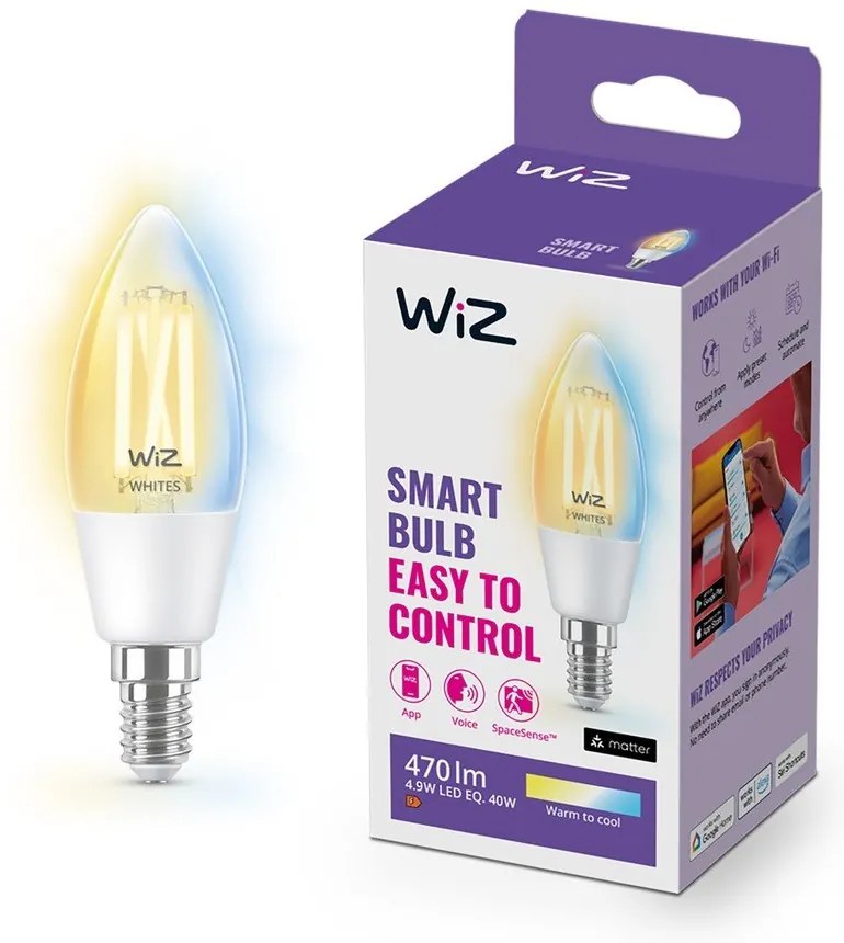 Inteligentna żarówka filamentowa z gwintem E14, 5 W – WiZ