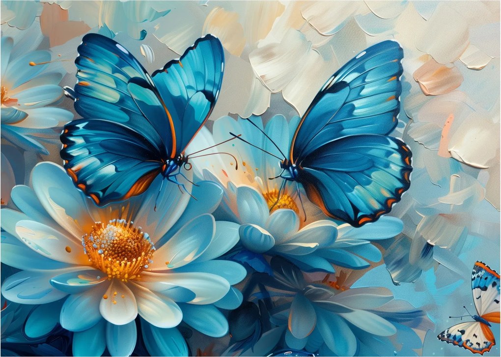 Obraz na szkle - Niebieskie motyle (70x50 cm)