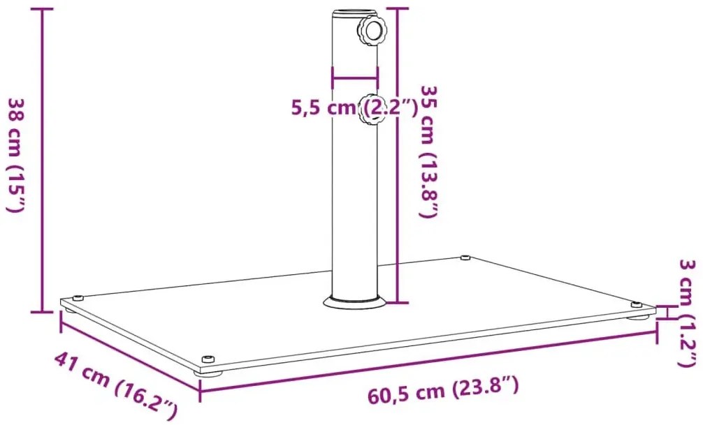 Prostokątna ciemnoszara podstawa pod parasol ogrodowy A7-B55