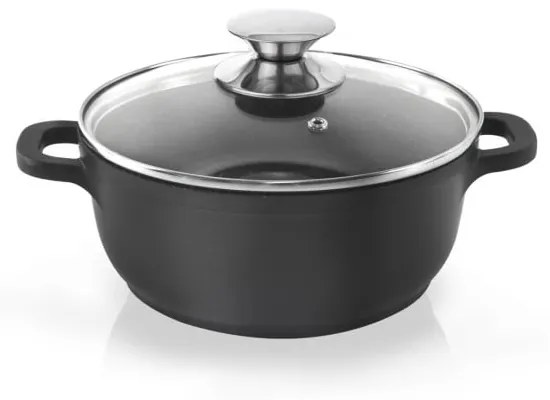 Garnek z powierzchnią nieprzywierającą Pfluon Granit i szklaną pokrywką Orion Grande, ⌀ 20 cm
