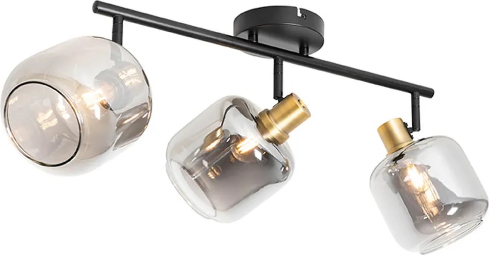 Inteligentny plafon czarny z dymionym szkłem prostokątny w tym 3 Wifi P45 - Zuzanna