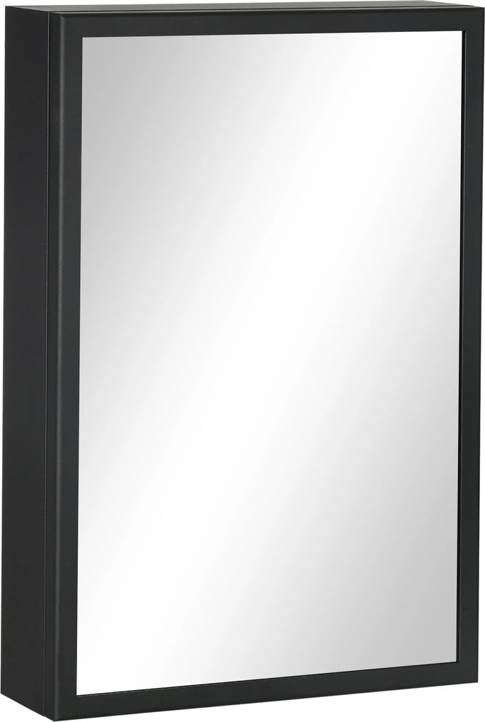 kleankin Szafka z Lustrem, Szafka Łazienkowa, 3 Regały, Stal Nierdzewna, 40x12x60cm, Czarna