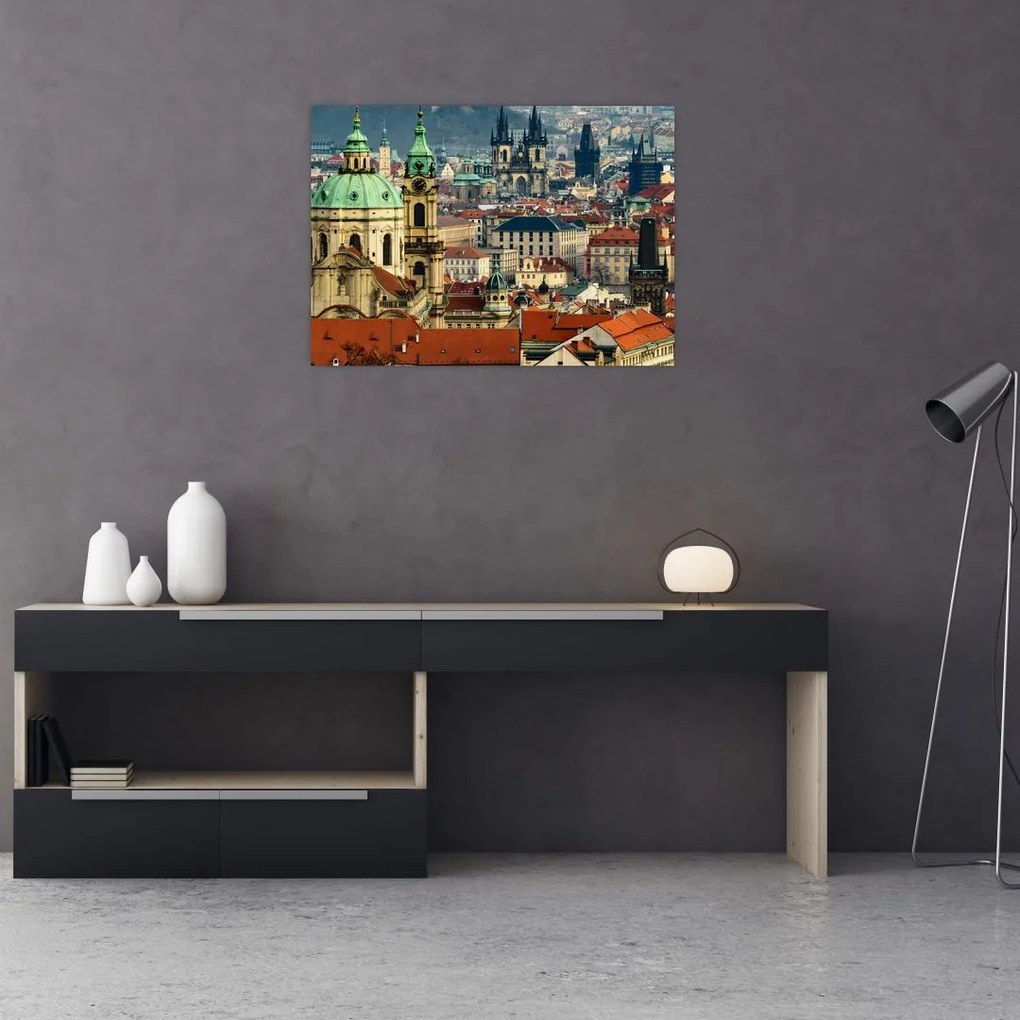 Obraz na szkle - Panorama Pragi (70x50 cm)