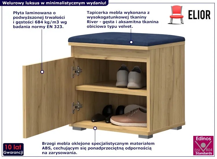 Minimalistyczna szafka na buty dąb craft + granat - Venix 4X