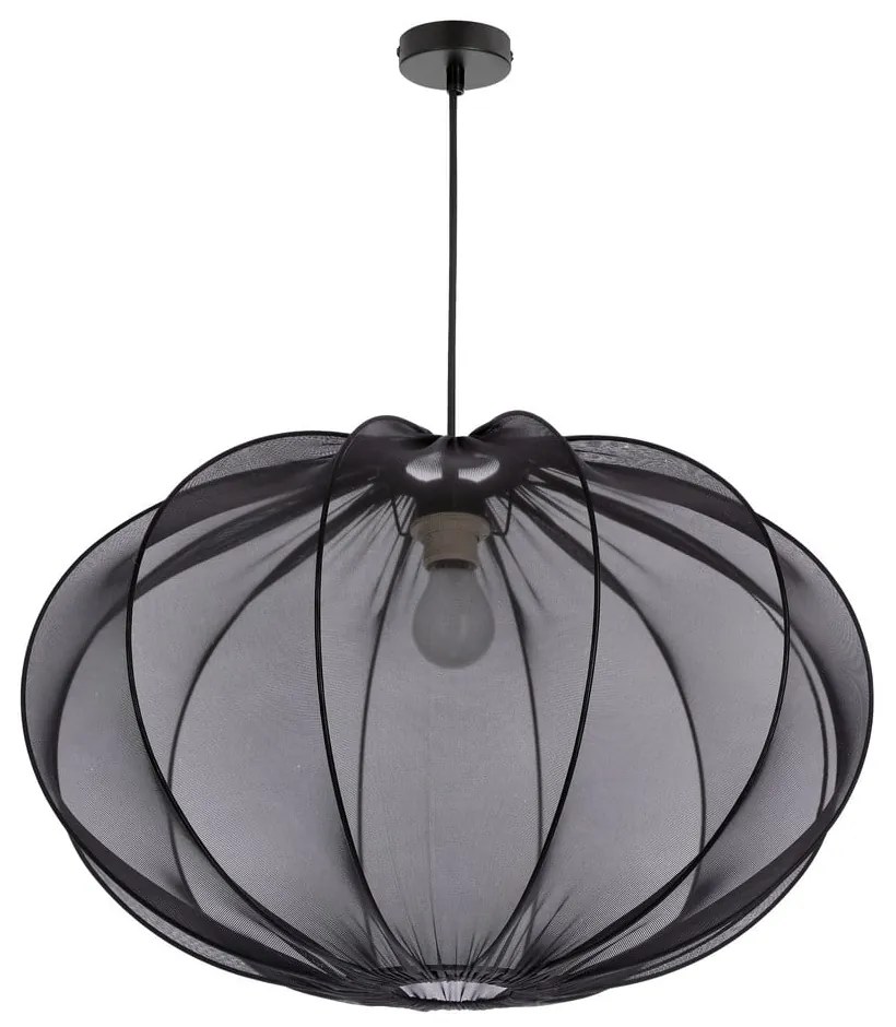 Czarna lampa wisząca z tekstylnym kloszem ø 60 cm Mellow – Candellux Lighting