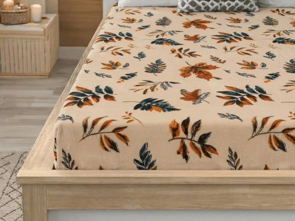 PrzytulneMieszkanie.pl Prześcieradło z mikropluszu AUTUMNA 90x200 cm kremowe