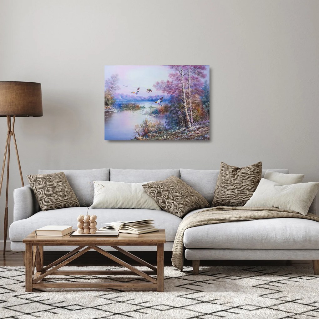 Obraz na szkle - Idzie jesień, obraz olejny (70x50 cm)