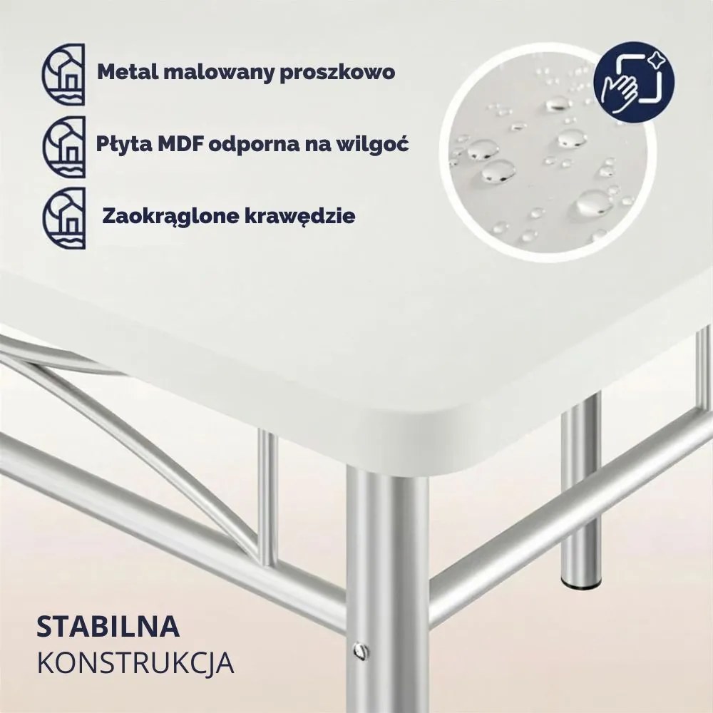 Zestaw jadalniany PAUL, 5 części, aksamitnie biała Jurhan